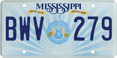 MS license plate BWV279