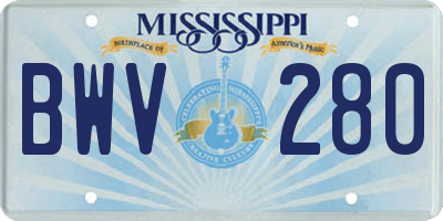 MS license plate BWV280