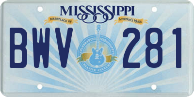 MS license plate BWV281