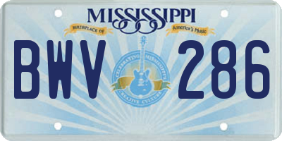 MS license plate BWV286