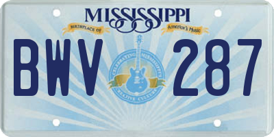 MS license plate BWV287