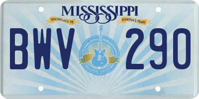 MS license plate BWV290