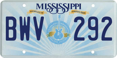 MS license plate BWV292