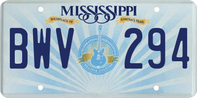 MS license plate BWV294
