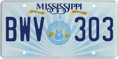 MS license plate BWV303