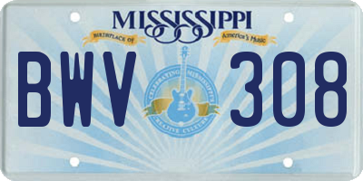 MS license plate BWV308