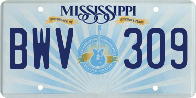 MS license plate BWV309
