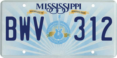 MS license plate BWV312
