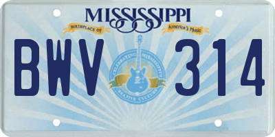 MS license plate BWV314