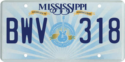 MS license plate BWV318