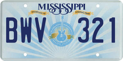 MS license plate BWV321