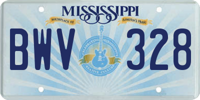MS license plate BWV328