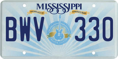 MS license plate BWV330