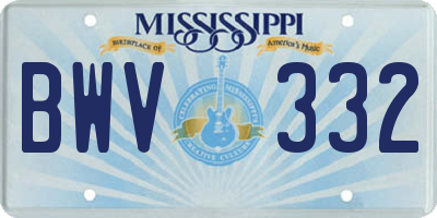 MS license plate BWV332