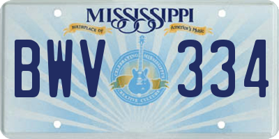 MS license plate BWV334