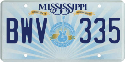 MS license plate BWV335