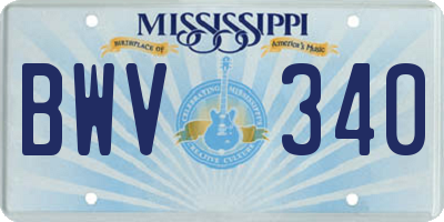 MS license plate BWV340