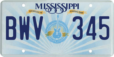 MS license plate BWV345