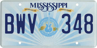 MS license plate BWV348