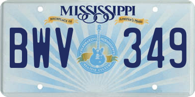 MS license plate BWV349