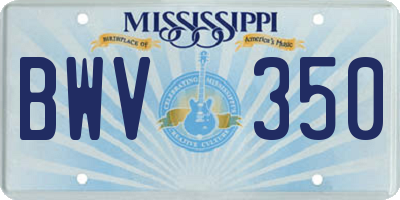 MS license plate BWV350
