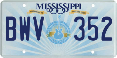 MS license plate BWV352