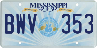 MS license plate BWV353