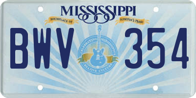MS license plate BWV354