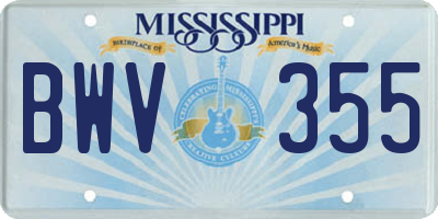 MS license plate BWV355