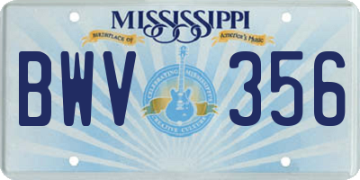MS license plate BWV356