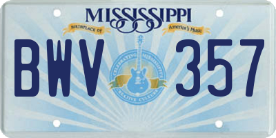 MS license plate BWV357