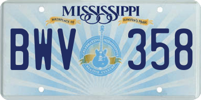 MS license plate BWV358