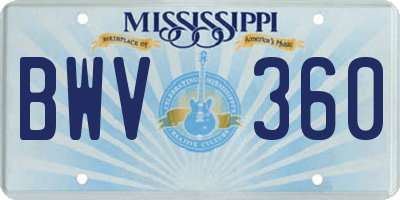 MS license plate BWV360