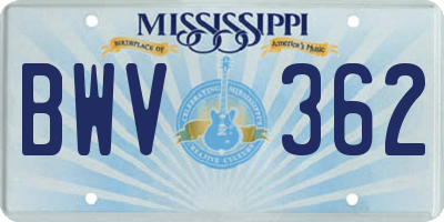 MS license plate BWV362