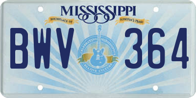 MS license plate BWV364
