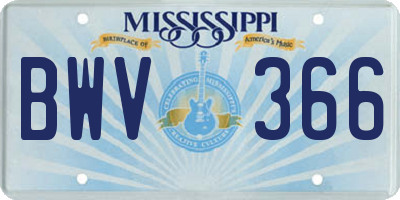 MS license plate BWV366