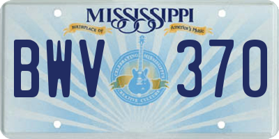 MS license plate BWV370
