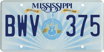 MS license plate BWV375