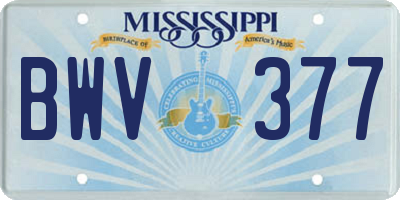 MS license plate BWV377