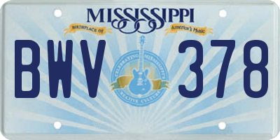MS license plate BWV378