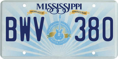MS license plate BWV380