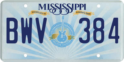 MS license plate BWV384