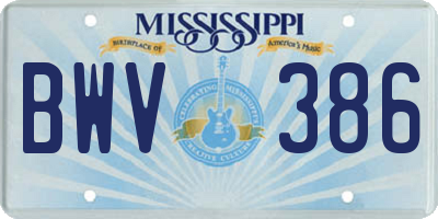 MS license plate BWV386