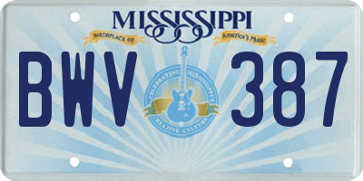 MS license plate BWV387