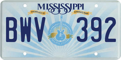 MS license plate BWV392