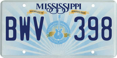 MS license plate BWV398