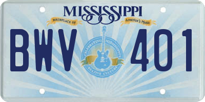 MS license plate BWV401