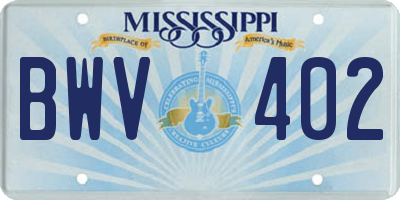MS license plate BWV402