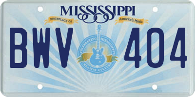 MS license plate BWV404