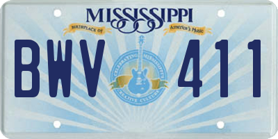 MS license plate BWV411